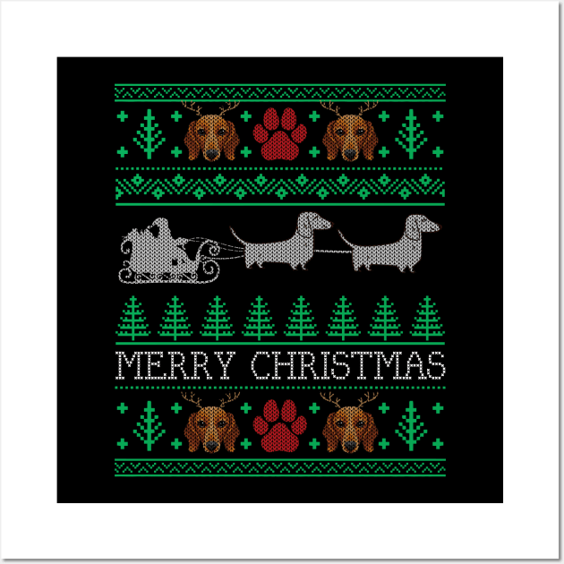 Christmas Dachshund Wiener Dog Dachshund Ugly Christmas Sweater Wall Art by mrsmitful01